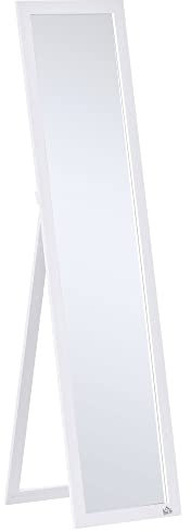 HOMCOM Espejo de Pie Cuerpo Entero Espejo de Pared Rectangular con 2 Formas de Uso Moderno para Pasillo Dormitorio Sala de Estar 37x37x154 cm Blanco