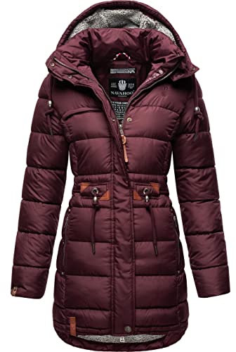 Navahoo Damvinterkappa, quiltad kappa, vinterjacka, kort kappa, varm, fodrad, avtagbar huva, Daliee XS-XXL, vin, XXL