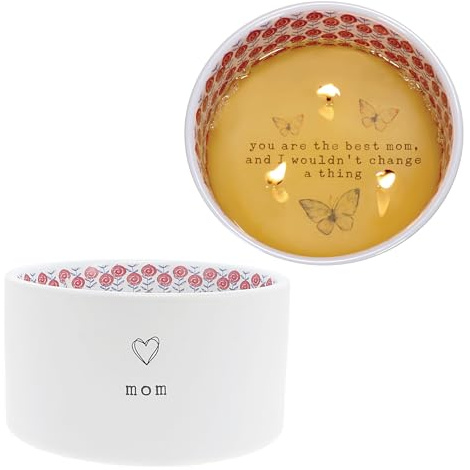 Pavilion Gift Company - Mom - 10-Ounce Surprise Hidden Message Natural Soy Wax Candle Jasmine Scented, 1 Count (Pack of 1), 5” x 2.67”