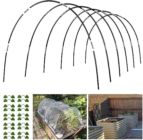 Garden Hoops Grow Tunnel, 6 Sets of 7FT Greenhouse Hoops for Raised Beds, Rust-Proof Fiberglass Frame for Garden Netting, Small Greenhouse Kit, Shade Cloth, Plant Row Covers, 30pcs