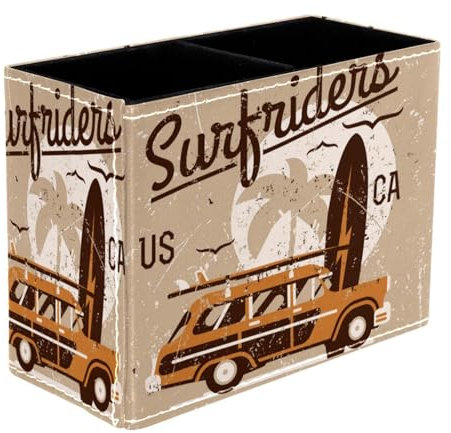 VAPOKF Retro Surfriders Auto Stifthalter für Schreibtisch, 2 Fächer Stifteköcher Stiftehalter Make-up Pinsel Aufbewahrung Desktop Schreibwaren Supplies Organizer für Home Office
