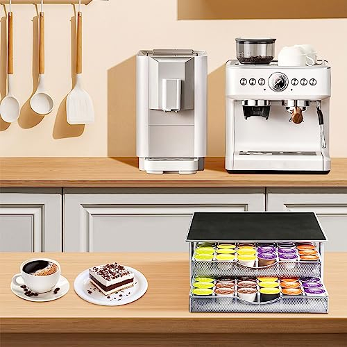 Dolce Gusto Kapselhalter | Kaffeekapseln Aufbewahrung Von 72 Kaffeekapseln | Kommt Mit 2 Schubladen | Anti-Rutsch-Füße, Robust, Stoßfest und Rostfrei Metall-39 * 35 * 14cm (schwarz-72 Stück)