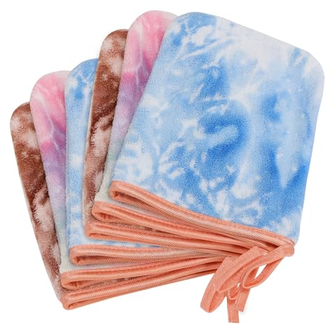 PHOGARY Waschlappen-Set 6 kleinen Handtüchern für Gesicht Körper, 21×15cm Hochdicht Super Saugfähig & Weiche Gesichtswaschhandschuhe aus Korallenfleece, kleine Hand-Gästehandtücher(Tie Dye)