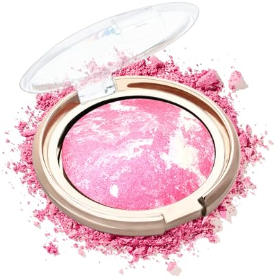 Lestpola Rouge Powder Pink Silver Shimmer Blush in polvere, Rouge scintillante, colore ricco, resistente all'acqua e al sudore, fard per trucco a lunga tenuta, adatto a vari tipi di pelle, 14 g, Pink