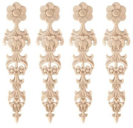 4Pcs Vintage Holz Geschnitzte Onlay Abziehbilder, Holz Schrankaufkleber Geschnitzt Decal Holzschnitzerei Holzapplikation Geschnitzte Aufkleber Vintage Holz Ecke Onlay Holz Geschnitzt Ornamente