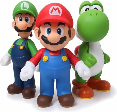 3pcs Mario T-oys,12cm Mario Action F-igures, Mario Cake Toppers, Party Decoration, CupCake Topper, Cake Decoartions, Mario Birthday Decoration, Party Supplies (15cm)