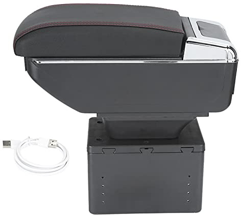 Reposabrazos Central para Automóvil, Caja de Reposabrazos de Doble Capa para Consola Central, Reposabrazos de Consola Central Universal con Puertos USB, Caja de Almacenamiento