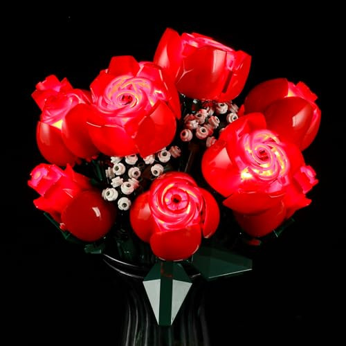 MENZAVA Kit d'éclairage LED Compatible avec Lego 10328 Le Bouquet de Roses Botanical Collection - Jeu de lumière pour Modèle de Blocs de Construction (Modèle Non Inclus)