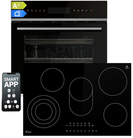 Set de cocina autónoma: horno empotrado de 60 cm EB8319PHC + placa de cocción de 77 cm KK7705RL | función de pizza | parrilla | recirculación | aire caliente | temporizador | SET8319PHCKK77RL
