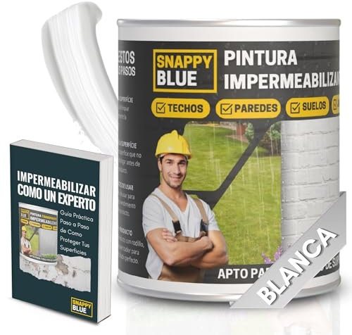 [0,5L] Revestimiento Sellador Impermeabilizante Híbrida con Poliuretano, Pintura Impermeable Definitivo Terrazas, Techos y Exteriores, Protección Fugas Goteras (Blanco)