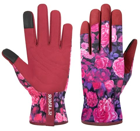 Guantes de Jardinería para Mujer,Guantes de Jardinería Mujer con Pantalla Táctil,Guante de Jardinería para Mujer Cuero Microfibra,Guante de Jardinería Mujer para Jardinería, Patio, Paisajismo, Almacén