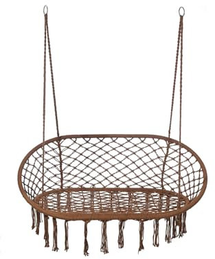 Rebecca Mobili Divano a Dondolo 2 Posti, Sedia Sospesa Relax, Marrone, Acciaio Policotone, 2 Posti, per Giardino Salotto - Misure HxLxP: 150 x 130 x 70 cm - Art. RE7174