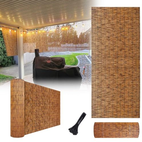 Clôture en Bambou Respirabilité - Brise-Vue Pare-Soleil - Rouleaux De Clôture Imperméable - Clôture De Jardin Tissée À La Main - 80 Cm X 1 000 Cm, 120 X 500 Cm(60x300cm(2.0x9.8FT))