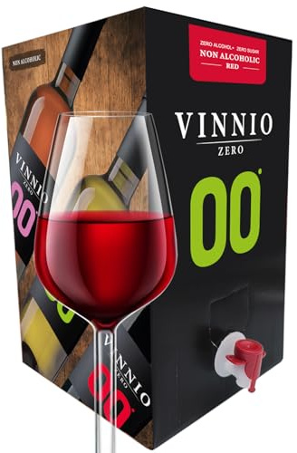 VINNIO – Vino rosso analcolico 0,0 Premium | Bag in Box da 9L (Equivale a oltre 12 bottiglie da 750 ml) | Formato risparmio con rubinetto (Senza zucchero, a basso contenuto calorico)