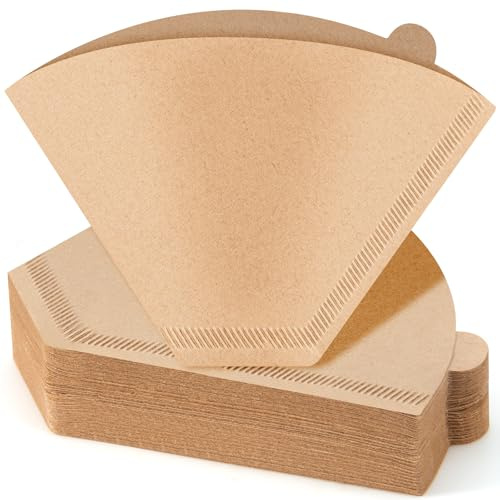 100 filtros de café #4, filtros de café de cono premium de 8 a 12 tazas, papel natural sin blanquear, filtros de café desechables, 4 conos de papel para verter y gotear cafetera