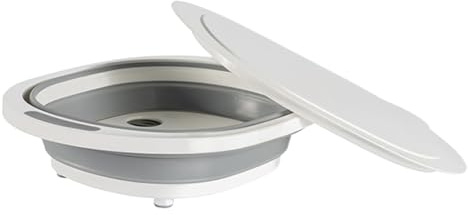 Planche à découper pour camping | planche de coupe de voyage pliable | avec couvercle et égouttoir 9 litres pour laver les légumes dans la cuisine, restaurant longues excursions