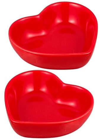 Ipetboom Heart Shape Bowl 2 pcs Ceramic Dish Set Small Sauce Serving Dish for Dipping Soy Ketchup Honey Mustard Appetisers Sushi Stackable Condiment Bowls for Home Dining Restaurant