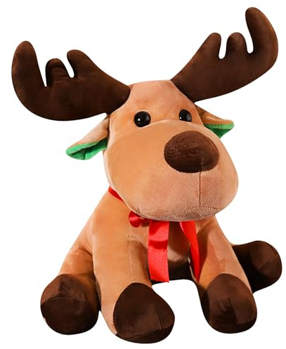 TIVUNORON 25 cm Elch Rentier Kuscheltier Spielzeug, Weihnachtsspielzeug, Süßes Plüschpuppe für Kinder Mädchen Jungen, Weihnachtsdekoration
