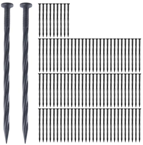Lot de 100 piquets de bordure de paysage en plastique de 20,3 cm pour cours, parterres de fleurs et terrasses