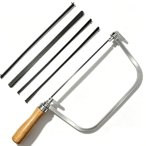 Coping Saw Set with 4 Replacement Blades, 300mm Hand Saw for Woodworking, DIY Crafts, Model Making and Precision Cutting of Wood, Plastic & Soft Materials
