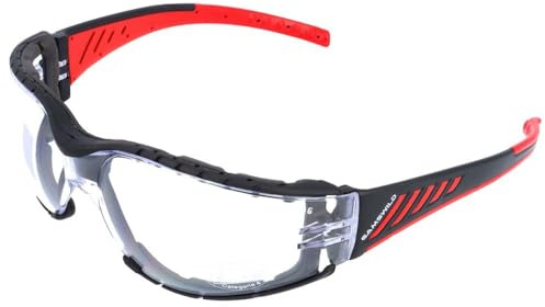 Gamswild WS7122 Sonnenbrille Sportbrille + extra Windschutzclip ANTIFOG Skibrille Fahrradbrille Unisex | braun | orange | gelb | grau | transparent, Farbe: Transparent