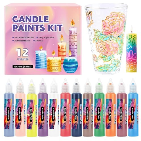 Generico Penna a | Set da 12 Penne a per Candele con Colori Vivaci