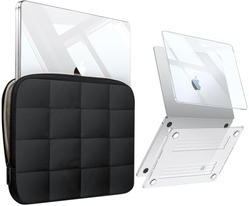 Fintie Hülle Kompatibel mit MacBook Air 13.6'' M5 M4 M3 M2 (2026-2022) | A3449 A3240 A3113 A2681, Ultradünne Hartschale Schutzhülle und Laptoptasche für MacBook Air 13.6 Zoll, Schwarz