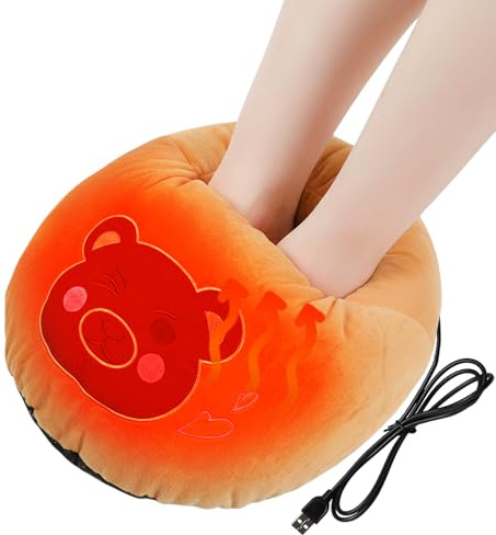 ZONSUSE Scaldapiedi Riscaldato Tramite USB, Scaldapiedi con Simpatico Orsetto di Peluche,Alimentato da 5 V 2 A, Calore Costante a 45 °C, per Casa Camera Letto Ufficio, Regalo Natale Creativo (orso)