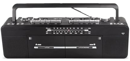 WPBXQKWAY Vintage Classic 80s Style Portable Boombox with Cassette Player Recorder, Double Tape Player, Cassette Boombox Radio, Am/FM Radio, FM/SW/WM Radio - MP3/U Disk, TF Card Playback