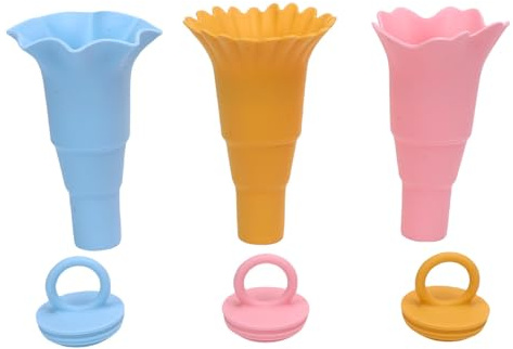 Fafeicy 3 St Silikonglasshållare, återanvändbara, Droppsäkra, Vikbara Snöstrutkoppar med Lock Lämpliga för Glasskoppar, Isglassar och Frysta Godsaker