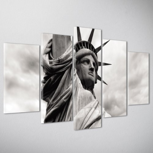 Modernes Bild RIESEN – Stadt New York – Statue Freiheit – 5 Tele – Möbel Haus Bar – 170 x 90 cm