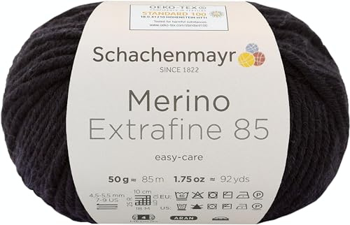 Schachenmayr Merino Extrafine 85 9807554-00299 schwarz Handstrickgarn, Schurwolle
