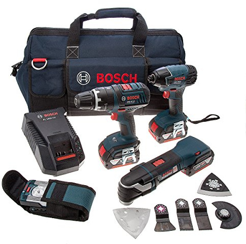 Bosch Professional Dynamics Series - Confezione di trapano + cacciavite a impatto + strumento multifunzione + lampada 3 x 18 V 4 Ah