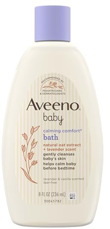 Aveeno Baby Calming Comfort Bath & Wash with Relaxing Lavender & Vanilla Scents & Natural Oat Extract, Hypoallergenic & Tear-Free Formula, Paraben-, Phthalate- & Soap-Free, 8 fl. Oz