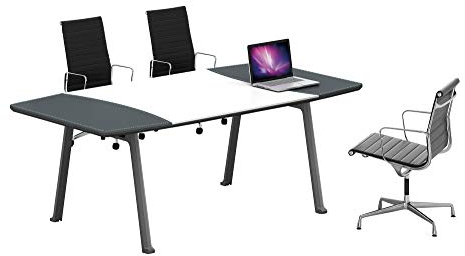 Jet-Line | Besprechungstisch Boston | Büro | Büroausstattung | 2,4 m | in Weiss-grau | bis 6 Personen | Konferenztisch | Tisch | Schreibtisch | Homeoffice