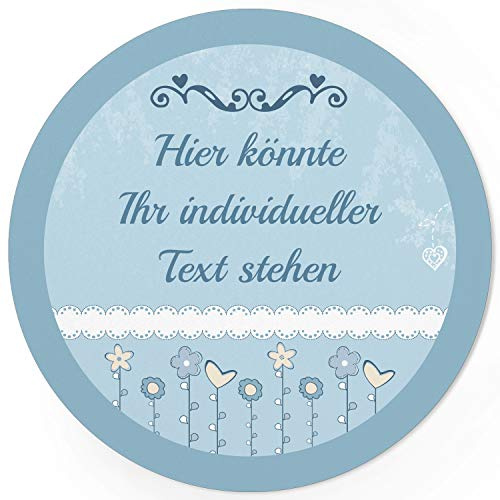 24 PERSONALISIERTE runde Etiketten mit Motiv: Hellblau - Ihre Aufkleber online selbst gestaltet, ganz individuell