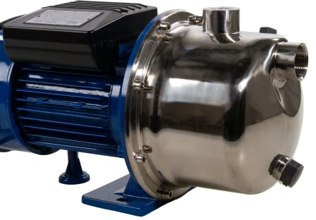 AquaForte Jet Druckpumpe 230V 0,75 PS, 600 Watt, Max. Durchfluss 2,8 m³ pro Stunde, Max. Förderhöhe 43 Meter, Eingang/Ausgang 1 Innengewinde, Geeignet für Gartenbewässerung oder als Spülpumpe