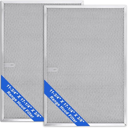 Wadoy BPS1FA36 Range Hood Filter 11-3/4 X 17-1/4 X 3/8, 2 Pack Aluminum Mesh Grease Range Hood Filter with Blue Protective Film (𝐂𝐚𝐧 𝐛𝐞 𝐭𝐨𝐫𝐧 𝐨𝐟𝐟) Compatible with Broan Nutone 99010300E