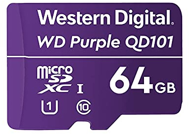 Western Digital WD Purple SC QD101 64GB Smart Video Surveillance microSDXC Card, Ultra Endurance Up to 32 TBW