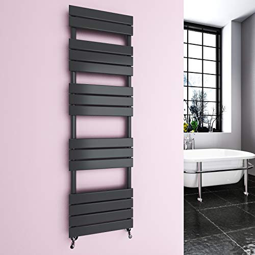 Acezanble∣Flat Panel Designer Bathroom Ladder Heated Towel Rail Radiator-Anthracite-1600X450 Single