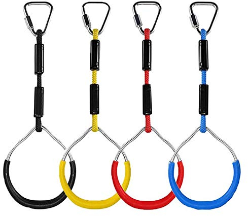 FBSPORT 4 Stück Klettern Ringe für Kinder, Outdoor Indoor Kinder Ninja Ringe zum Aufhängen belastbar bis 160KG, Klettergeräte Schaukeln für Garten