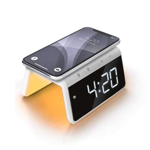 Caliber Digitaler Wecker mit Licht, dimmbarem Display, Doppelalarm & Quick Charge Ladestation, Für Kinder & Tiefschläfer, lauter Alarm, Digitale Uhr
