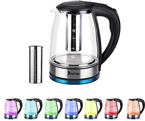 ZOKOP HD-1861-A 220V 2200W 1.8L Electric Glass Kettle UK Plug