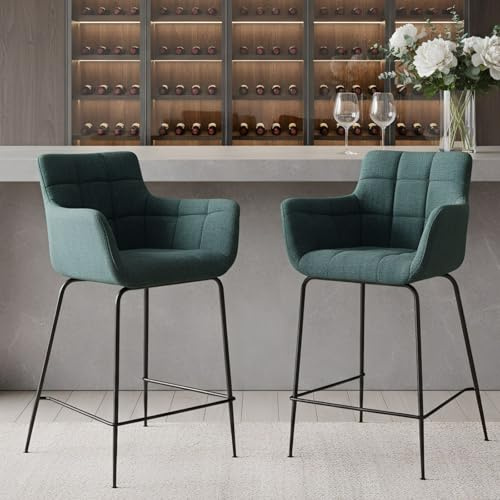 chairus 2PCS Taburetes de Cocina Acolchados con Respaldo Ancho, Verde