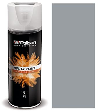 Polisan Spray Paint | Window Grey | Perfect for Radiator, Plastic, Fabric, Metal, Wood, Bike, Marking | 400ml | RAL 7040 | Single Pack