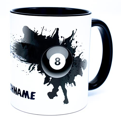 Billard Tasse mit Namen personalisiert Snooker Billard Geschenke für Männer | Spieler Geschenk Zubehör Dekoration Kaffeetasse Kaffeebecher Geburtstag Mann Frau Erwachsene Geschenk für billardspieler