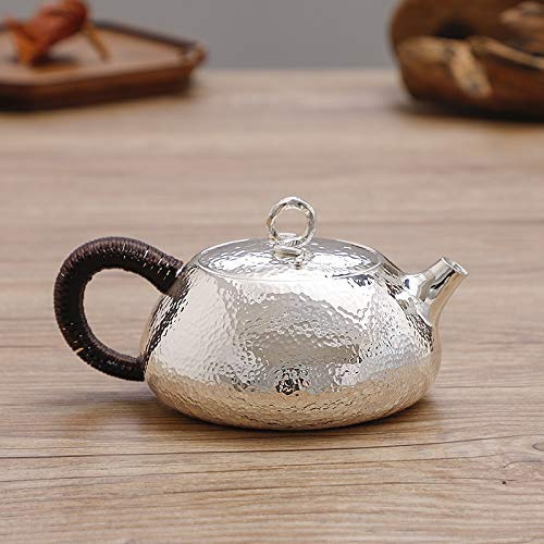 Tetera de Plata, Tetera China de Plata de Ley 999, Martillo pulidor, Cuchara de Piedra pequeña, Juego de té Kungfu, Tetera