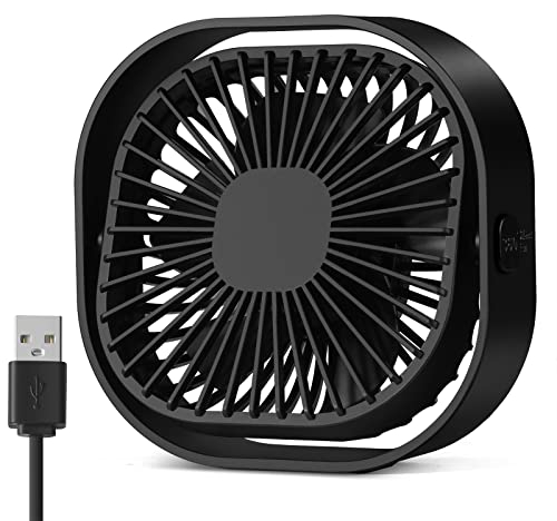 Mini Bedside Fan, USB Desktop Fans with 3 Speeds Strong Airflow,Small Desk Powerful Fan Cooling Portable 360°Rotatable, Silent Table Cooler for Plant Grow Bedroom Home Office Library Summer Gift