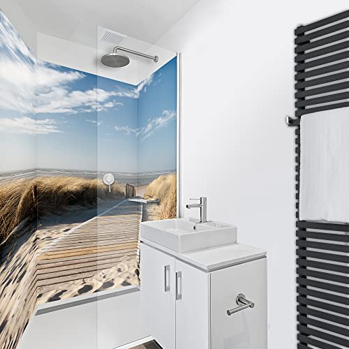 WANDFREUDE individuelle Duschrückwand Aluverbundplatte auf Maß (3 Stück - Nordsee Strand - Seidenmatt) – Dusche Wandverkleidung Duschwandverkleidung Duschrückwände