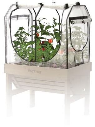 VegTrug Gewächshausaufsatz für Classic 1m mit Insektenschutz - 2 in 1 | 130 g/m2 Gewächshausfolie - integriertes Insektenschutznetz, aufrollbar - 90 cm hoch, schützt vor Schnecken und Schädlingen